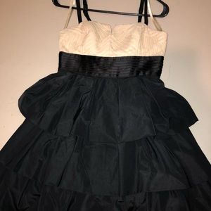 Black and cream ruffled formal dress